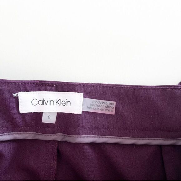 Calvin Klein Trousers Purple Belted Unlined Pants Women's 8 NWT - Picture 4 of 11